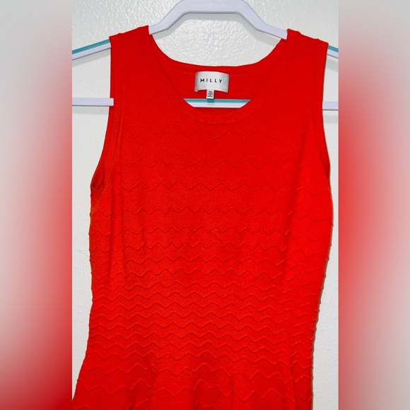 Knit Mini Dress MILLY Women Medium Textured Stretch Fabric Scoop Neck A Line - Picture 3 of 9